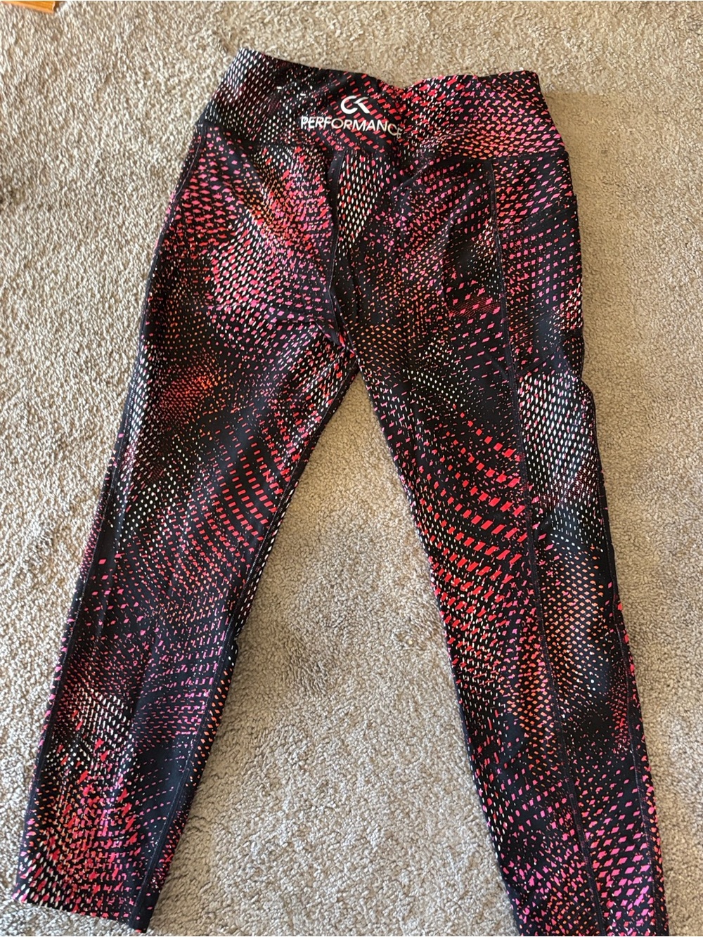 Calvin Klein Performance Black & Red Patterned Active Leggings